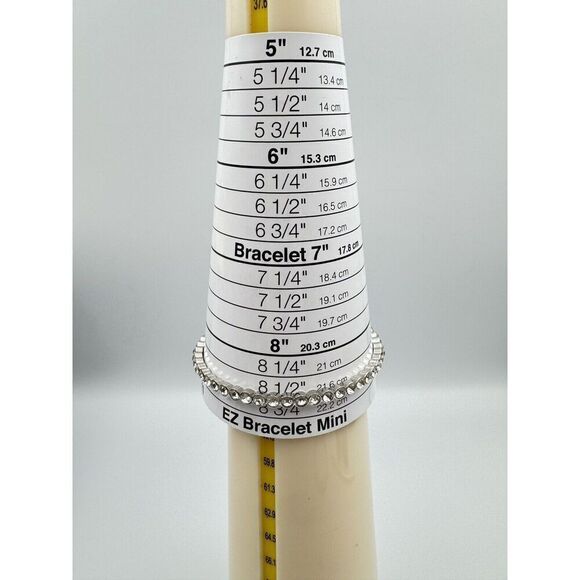 Set of 2 Graziano CN Silver Tone Stack Bangle Bracelets Pave Rhinestones‎ 8.5 - Picture 7 of 9